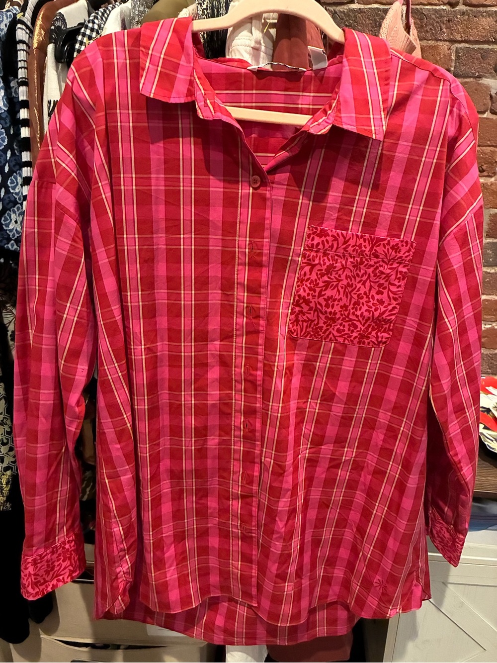Isaac Mizrahi Plaid Button-Up Shirt with Patterned Pocket